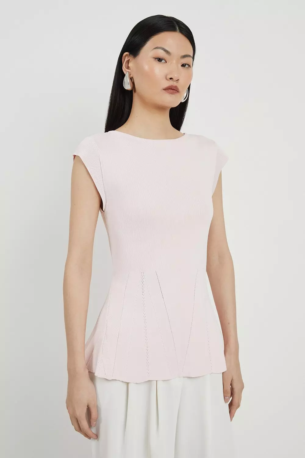 Pale pink peplum top on sale